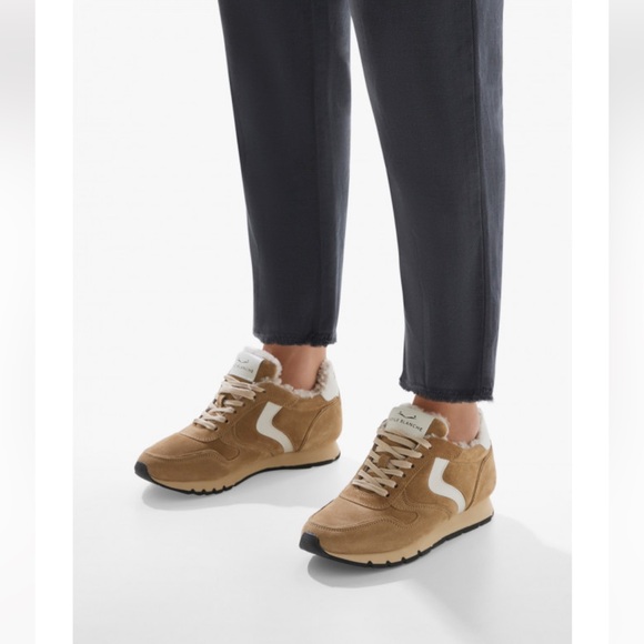 NWT VOILE BLANCHE JULIA Brown Pump Fur Suede Sneakers - Picture 2 of 16